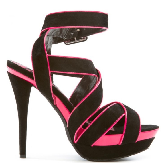 DOLLHOUSE MOONRISE TWO-TONED STRAPPY DOUBLE PLATFORM STILETTOS - Picture 3 of 6